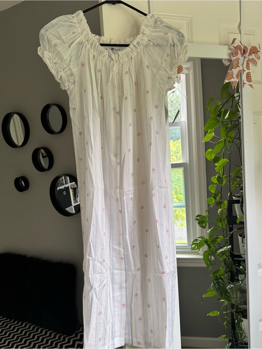Vintage 80s Miss Elaine Floral Nightgown Lace Babydoll Sleepwear Cottagecore